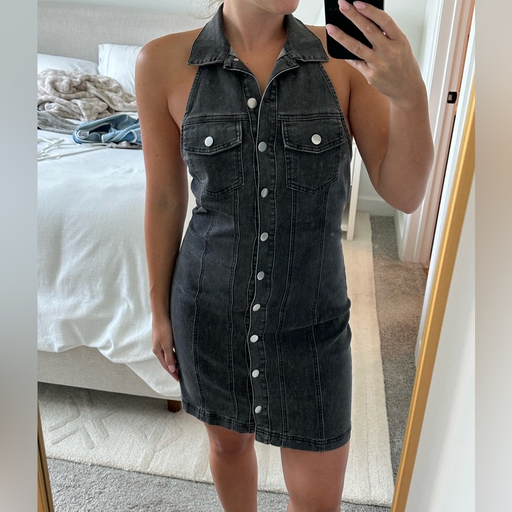 Blue Blush Denim Halter Mini Dress - Picture 5 of 6